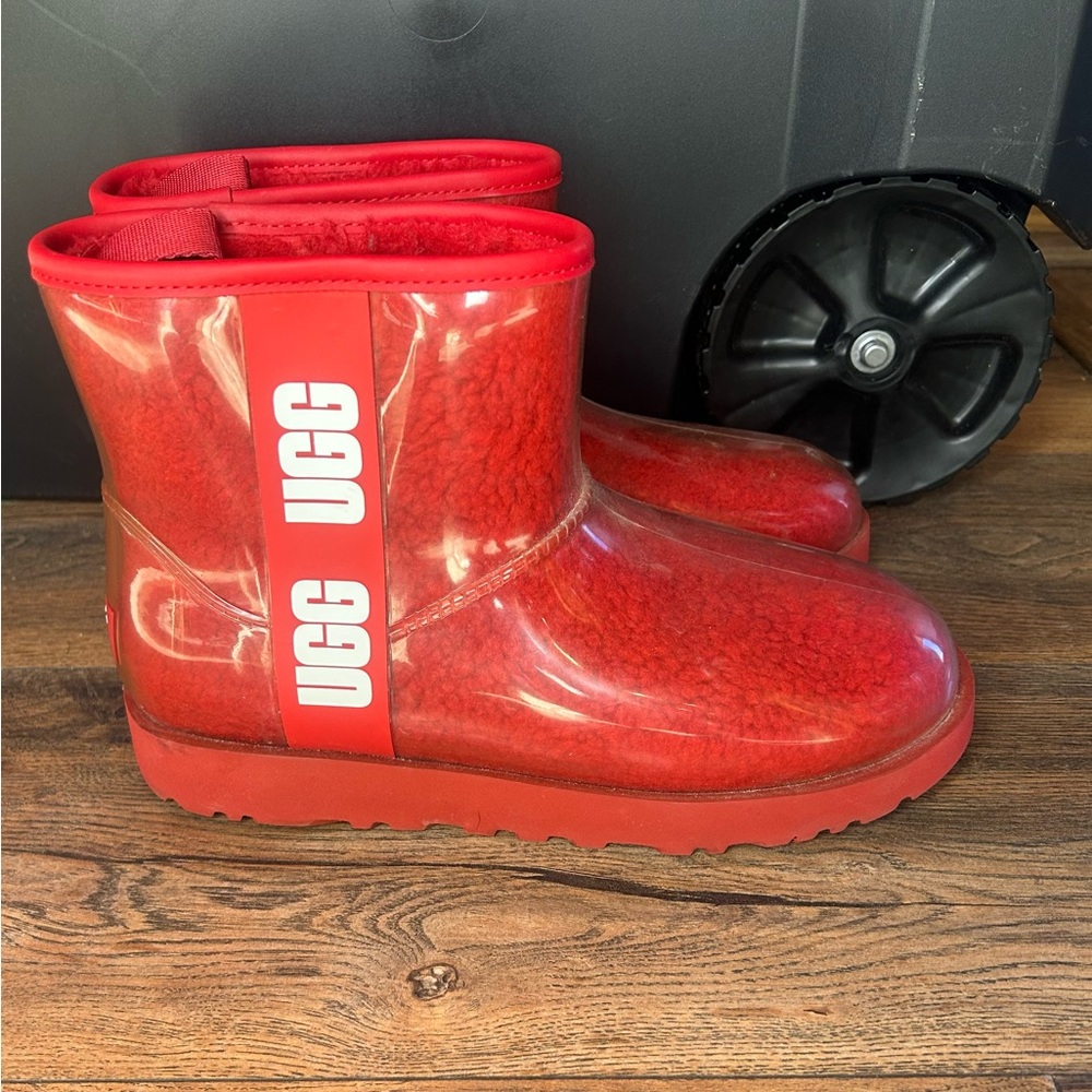 UGG Glossy Red Ankle Boots